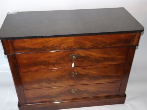 c19th french mahogany commodechest with fossil marble top