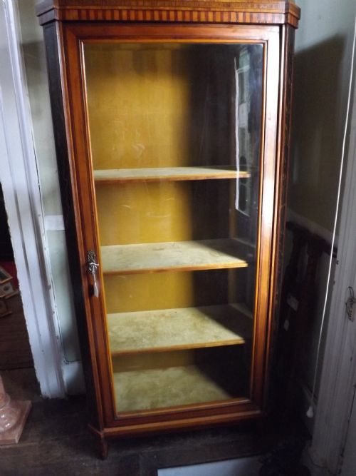 c19th dutch satinwood vitrine display cabinet