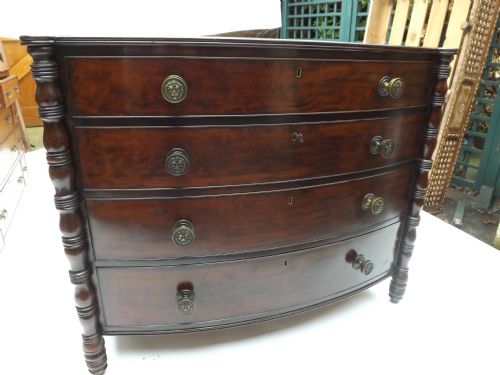 c19th mahogany bowfront chest of drawers