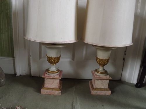 pair early c20th classicalstyle campanashaped lamps