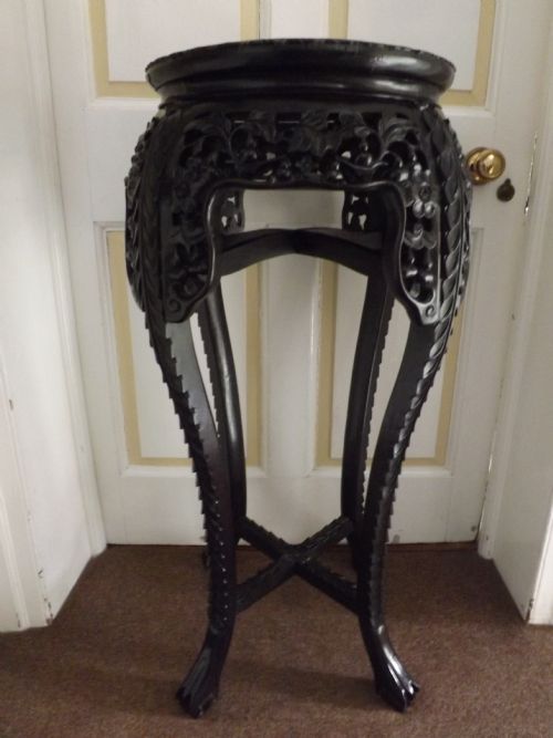 late c19th largescale chinese carved hardwood stand