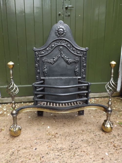 impressive late c19th castiron brass and steel firebasket