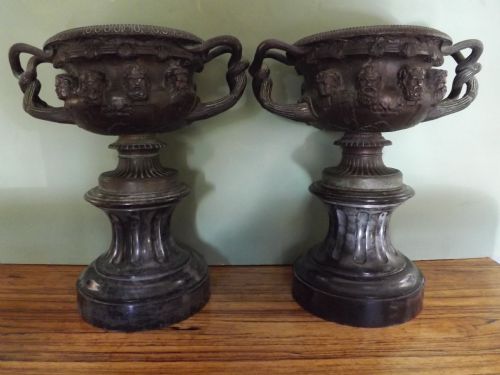 pair c19th 'grand tour' souvenir bronze vases