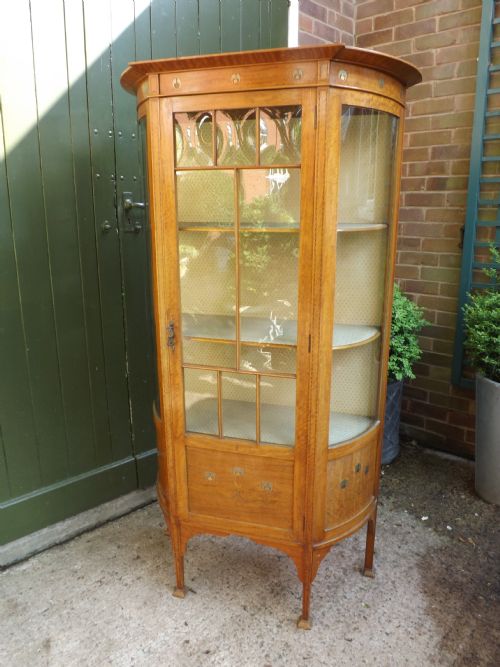 c19th art nouveau style satinwood display cabinet