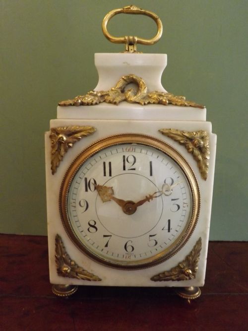 late c19th french white marble and ormolu 'pendule d'officier' clock