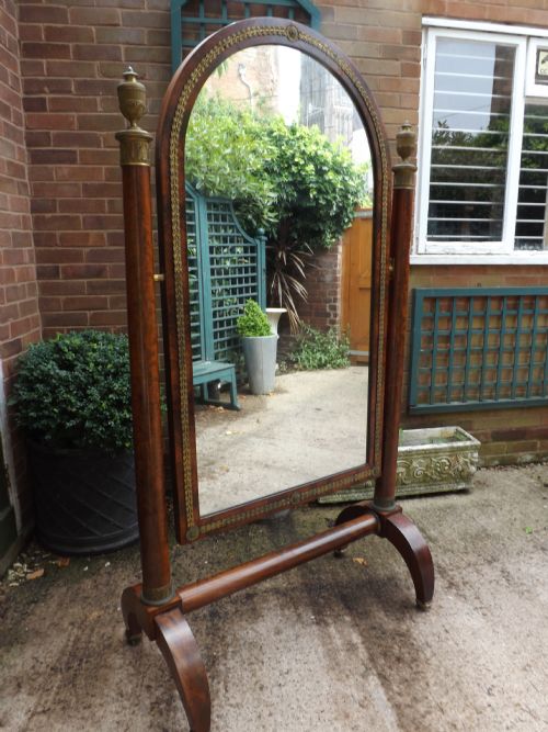 c19th french empire period mahogany and ormolumounted 'cheval ' or psyche robing mirror