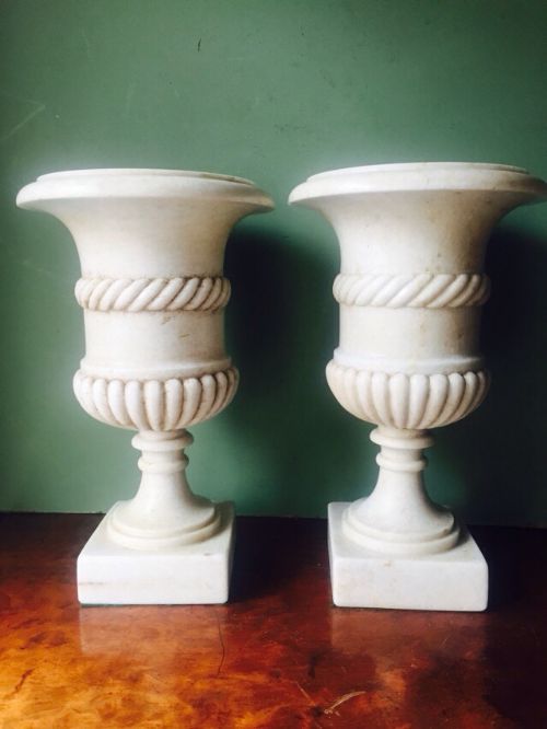 pair of late c19thearly c20th italian white marble campana vases