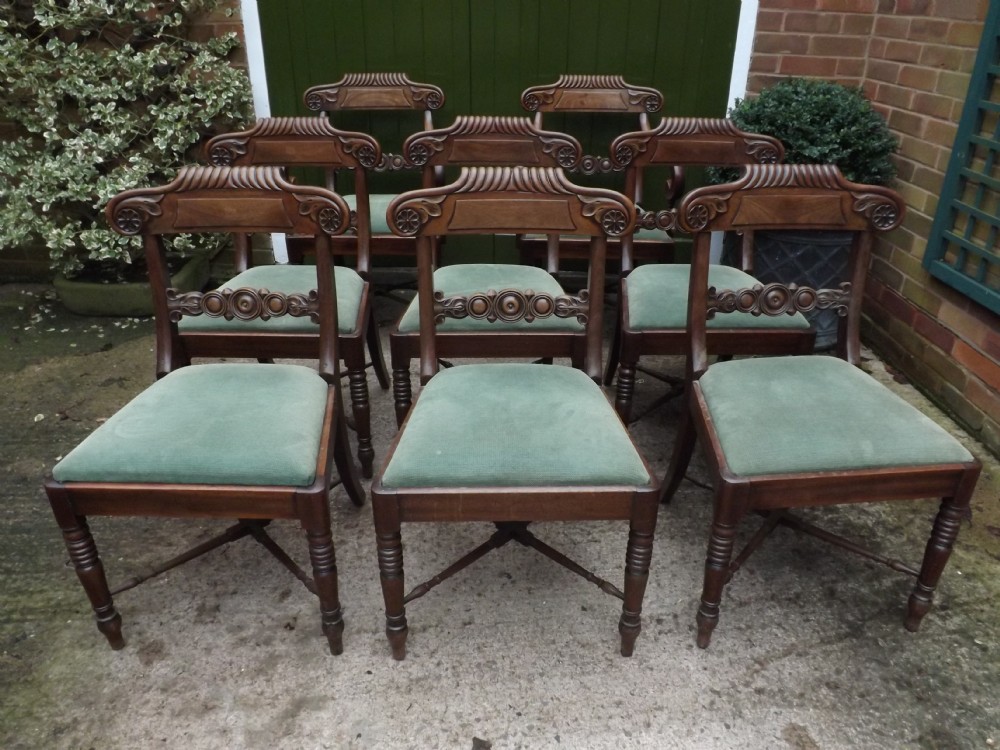 set of 8 early c19th regency period mahogany dining chairs
