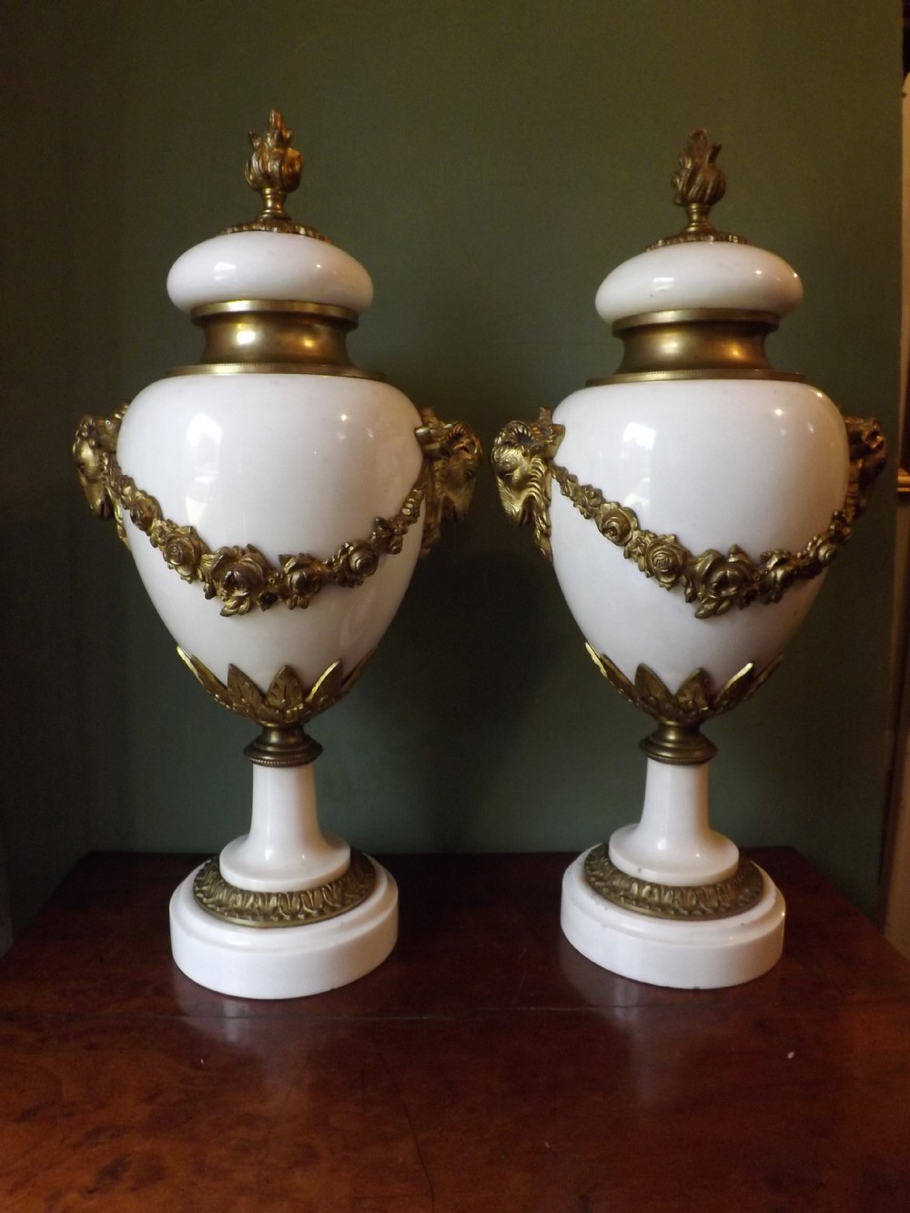 pair late c19thearly c20th french ormolumounted white marble urns