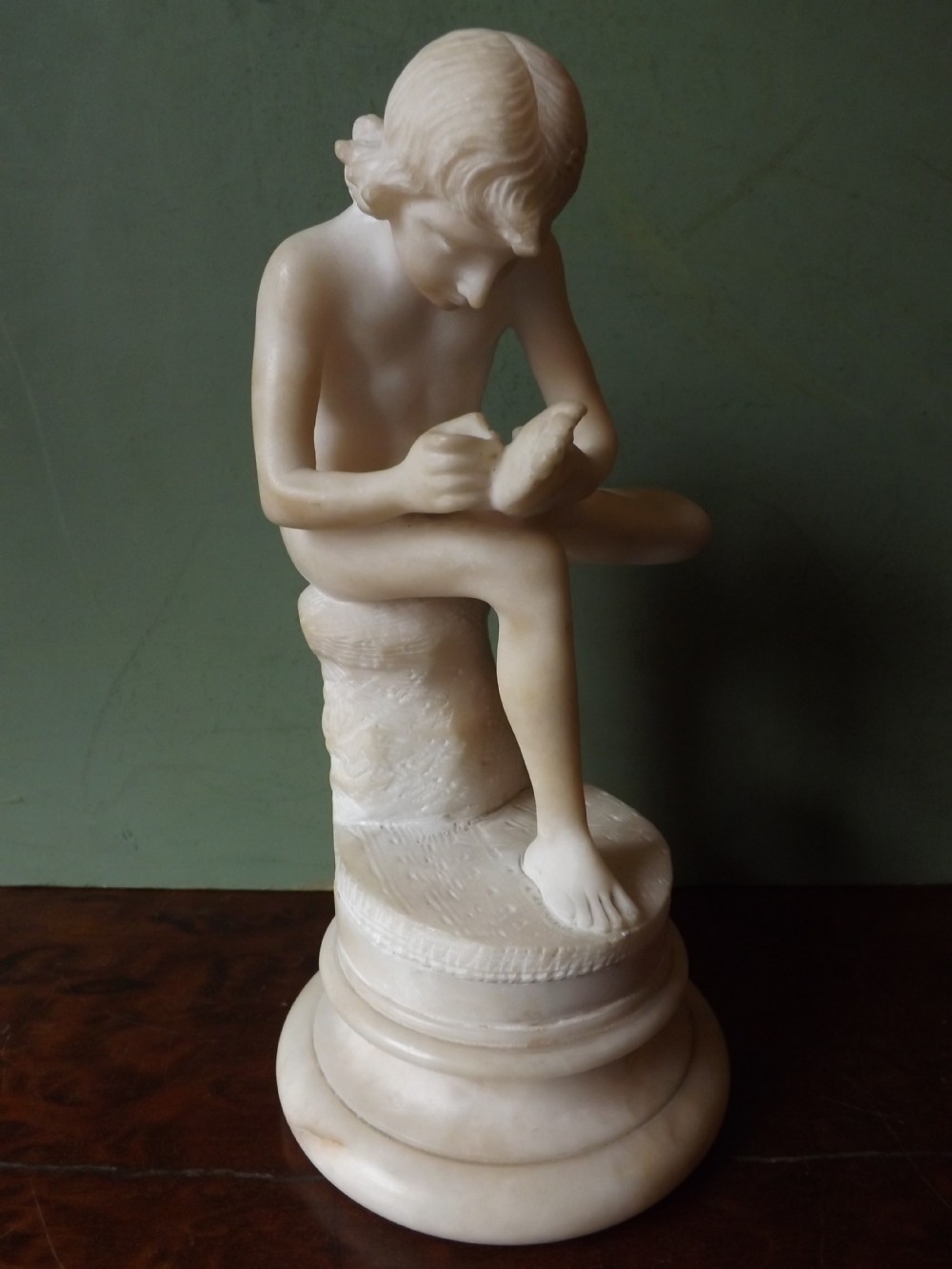 late c19th italian 'grand tour' souvenir carved alabaster sculpture of spinario after the antique