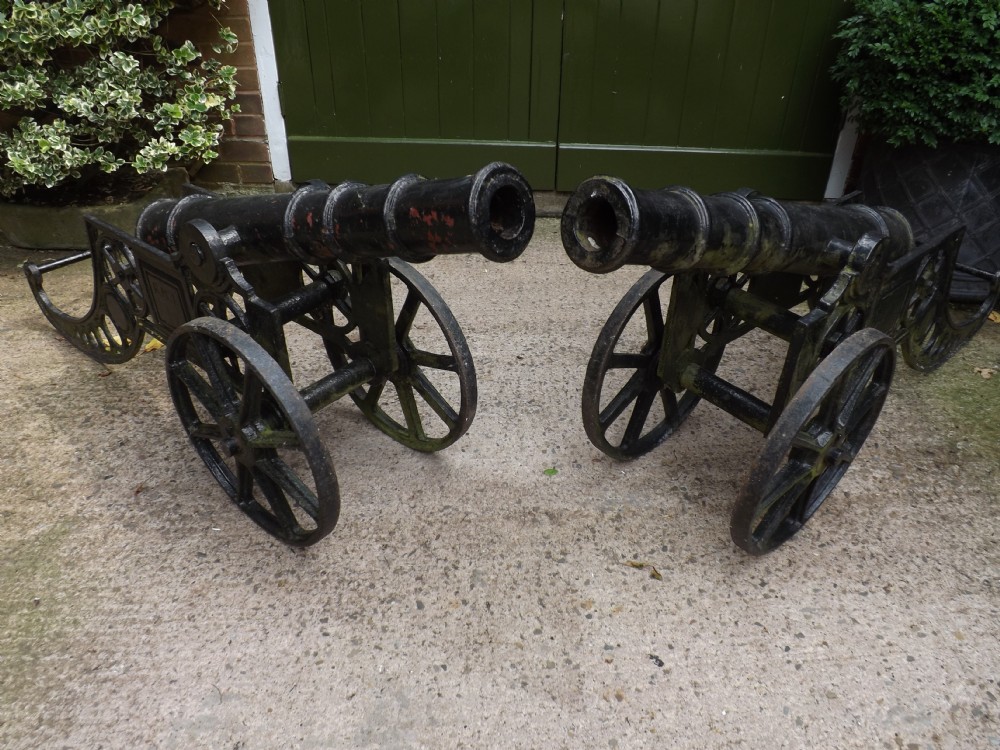 pair of early c20th ornamental castiron cannon