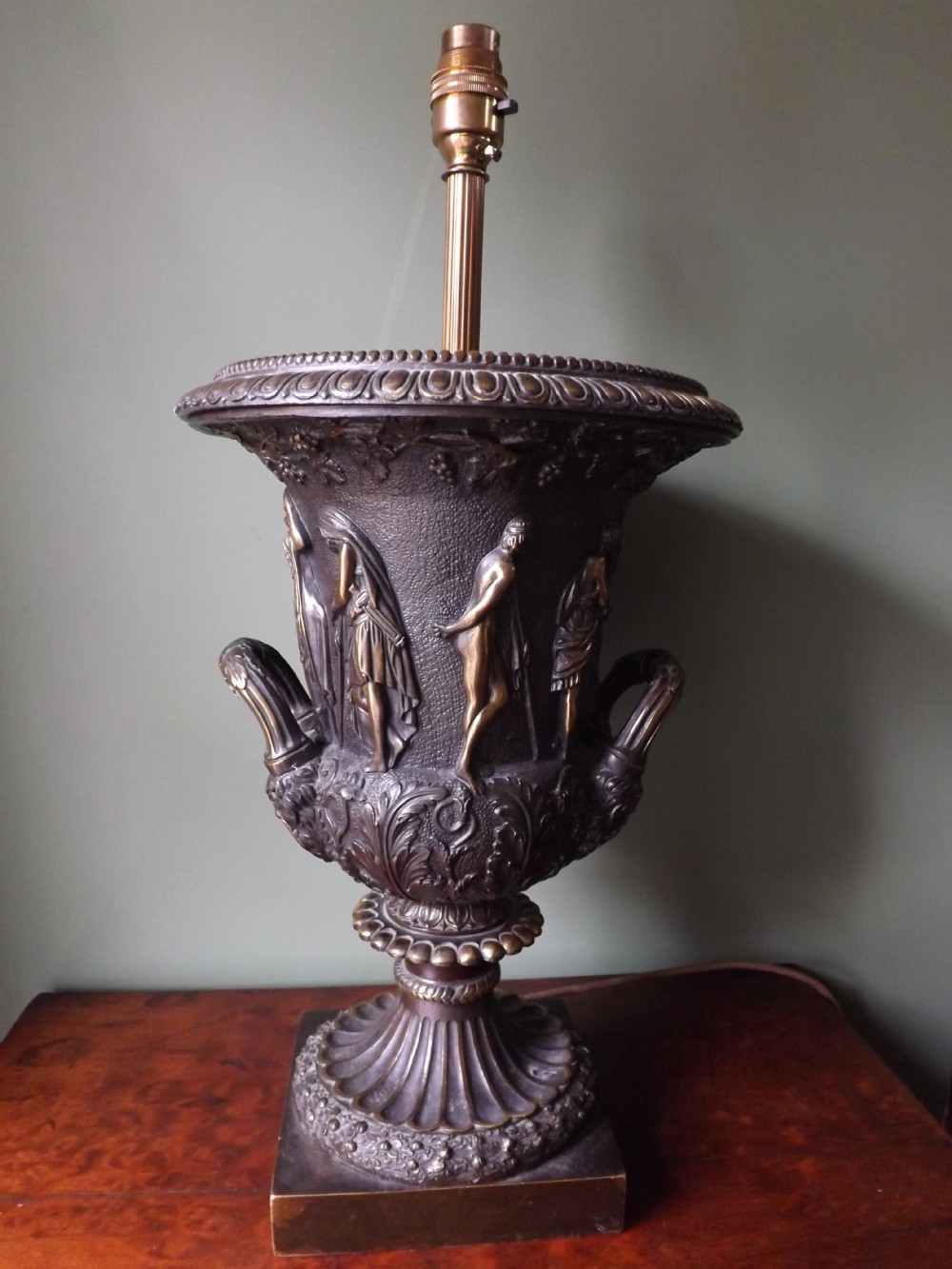 c19th bronze 'grand tour' souvenir reduction of the medici vase lamp base