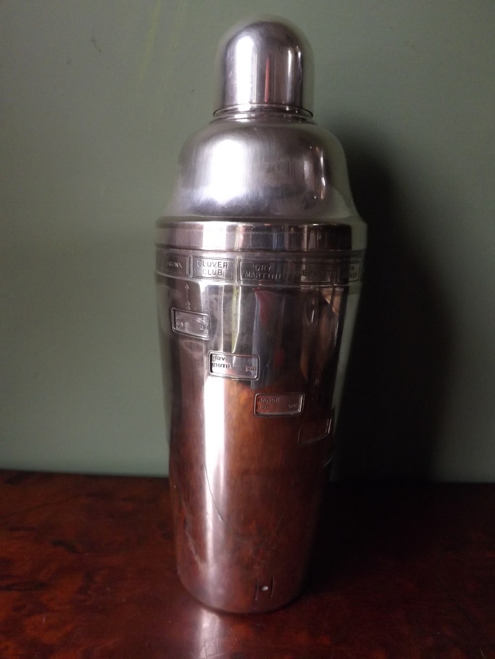 early c20th artdeco period silverplated patent recipe cocktailshaker