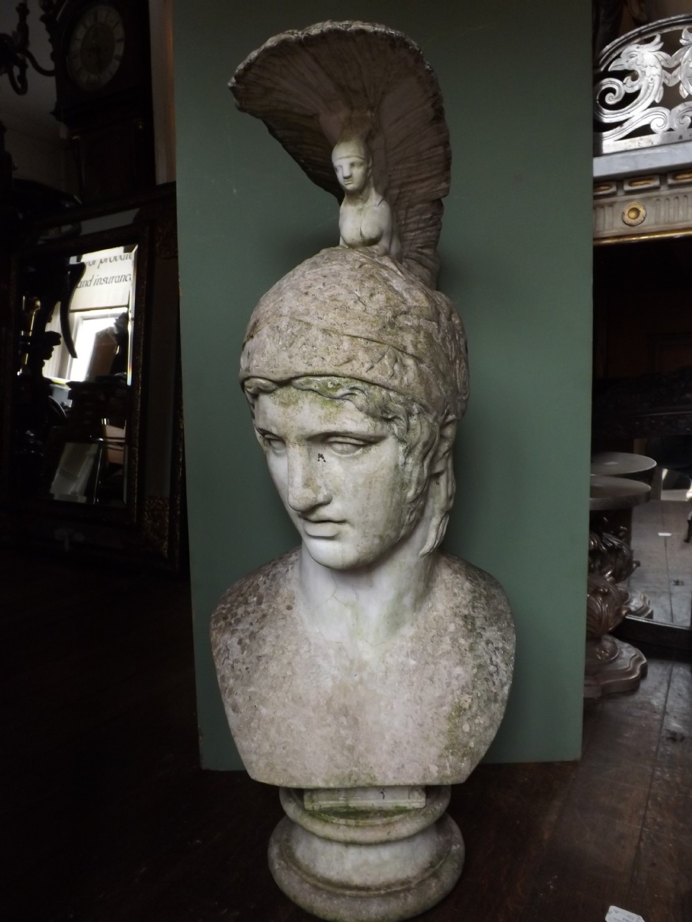 impressive c20th cast composition 'stone' bust study of ares the greek god of war