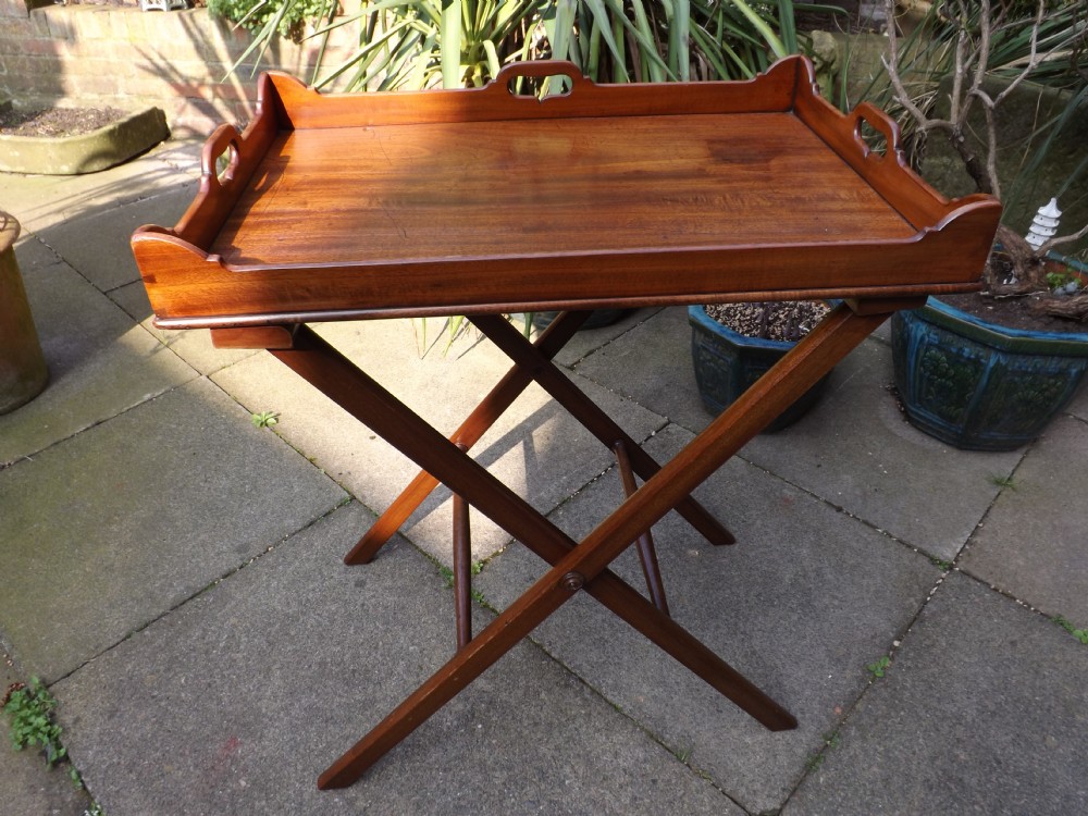 early c19th george iii period mahogany 'butlers' tray on folding stand