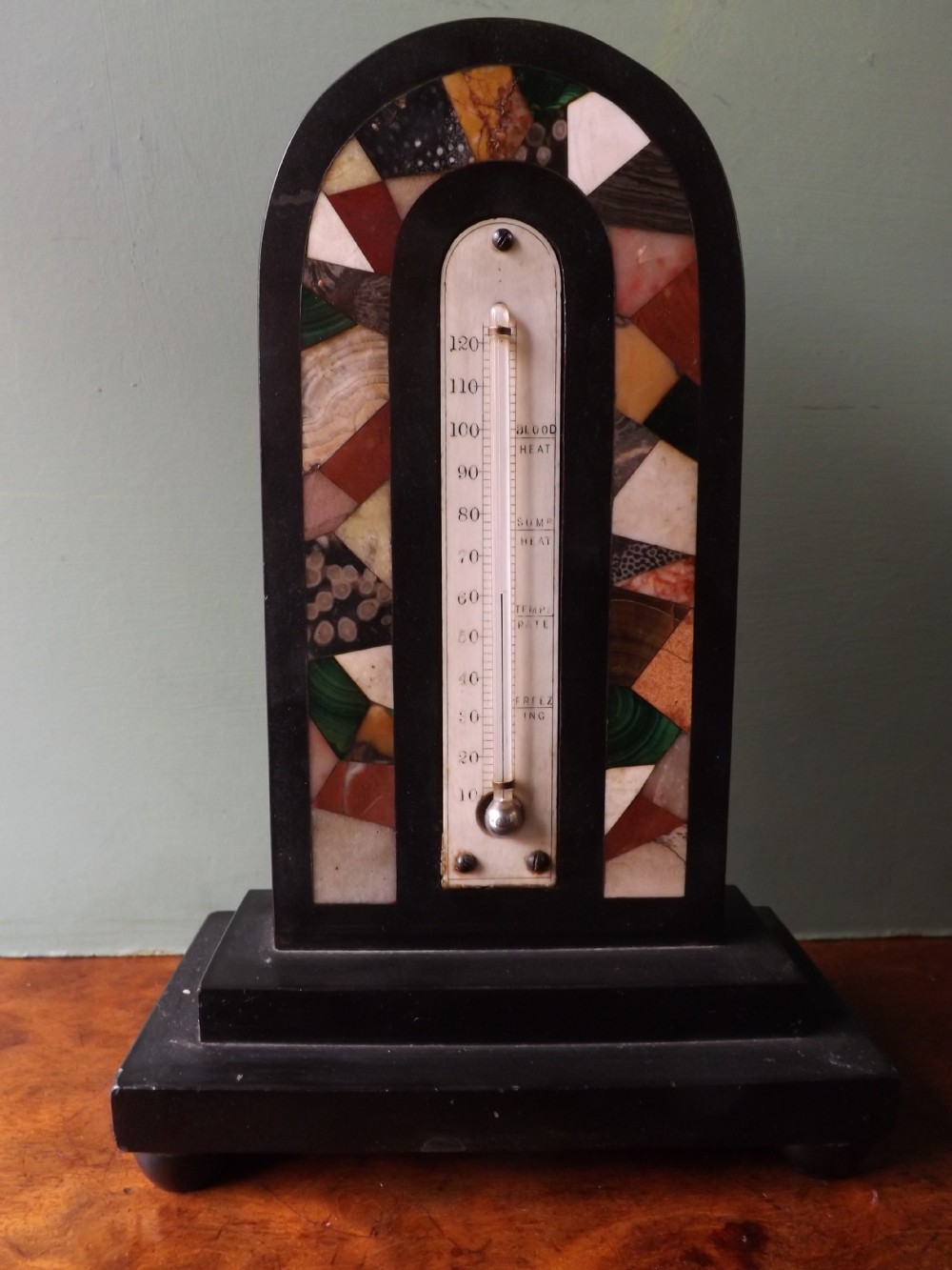 c19th specimen marbleinlaid english desktop thermometer