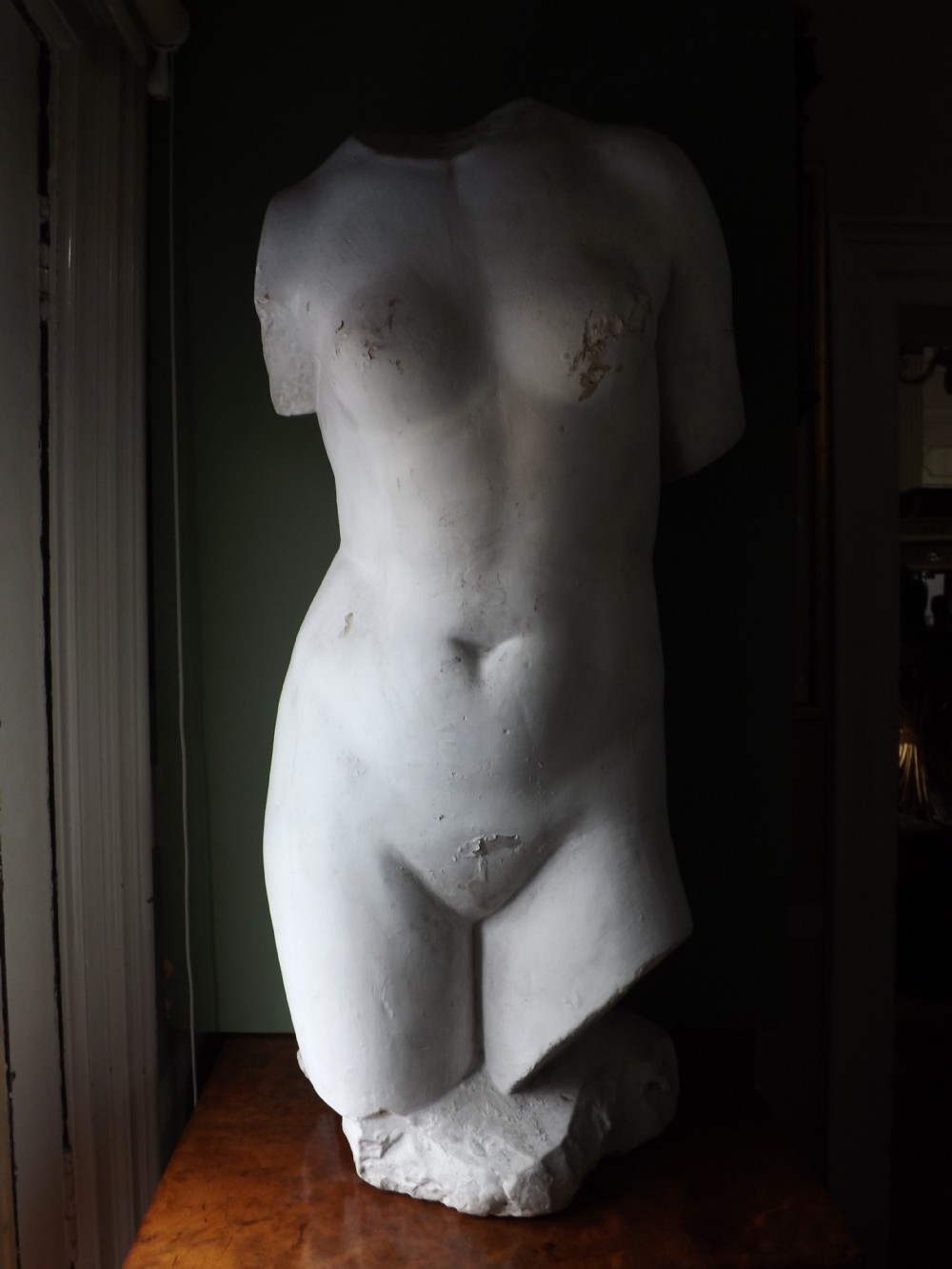 late c19th decorative plaster cast torso of venus or aphrodite