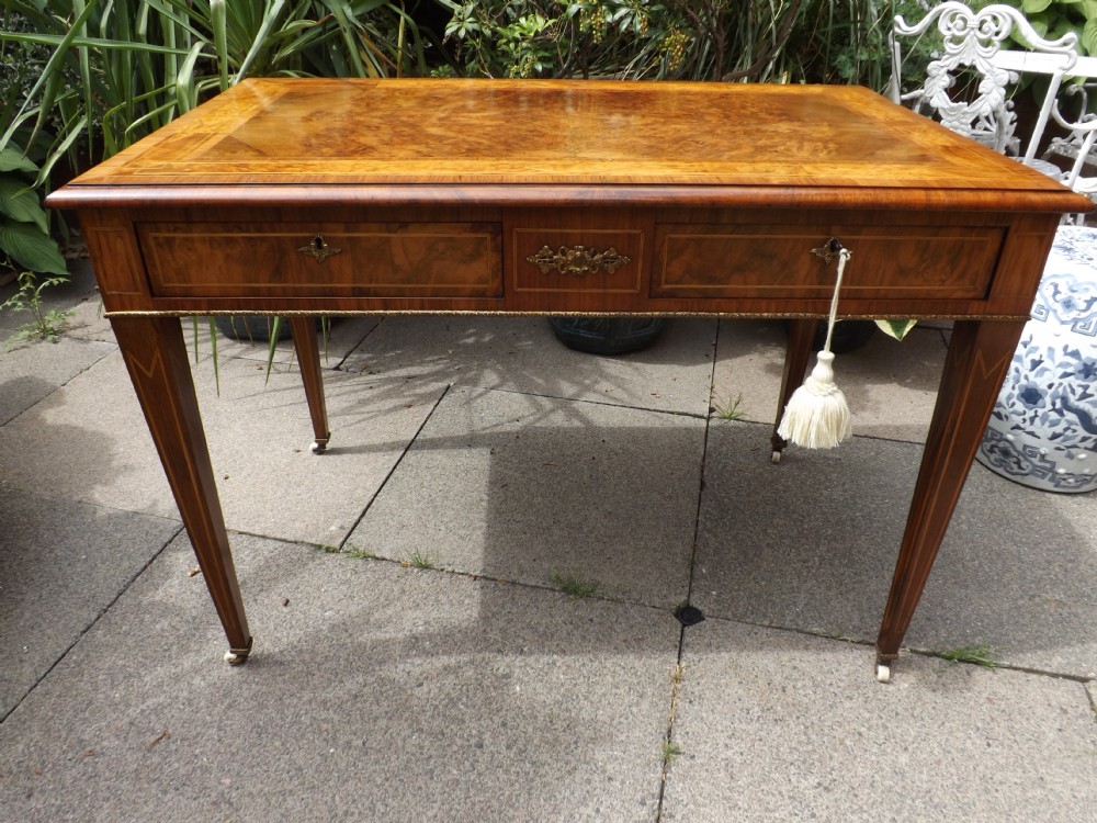 c19th ormolumounted burrwalnut 2drawer writingcentre table