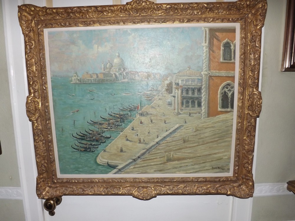 mid c20th oil painting on canvas by paul bret french 19021956 view of venice