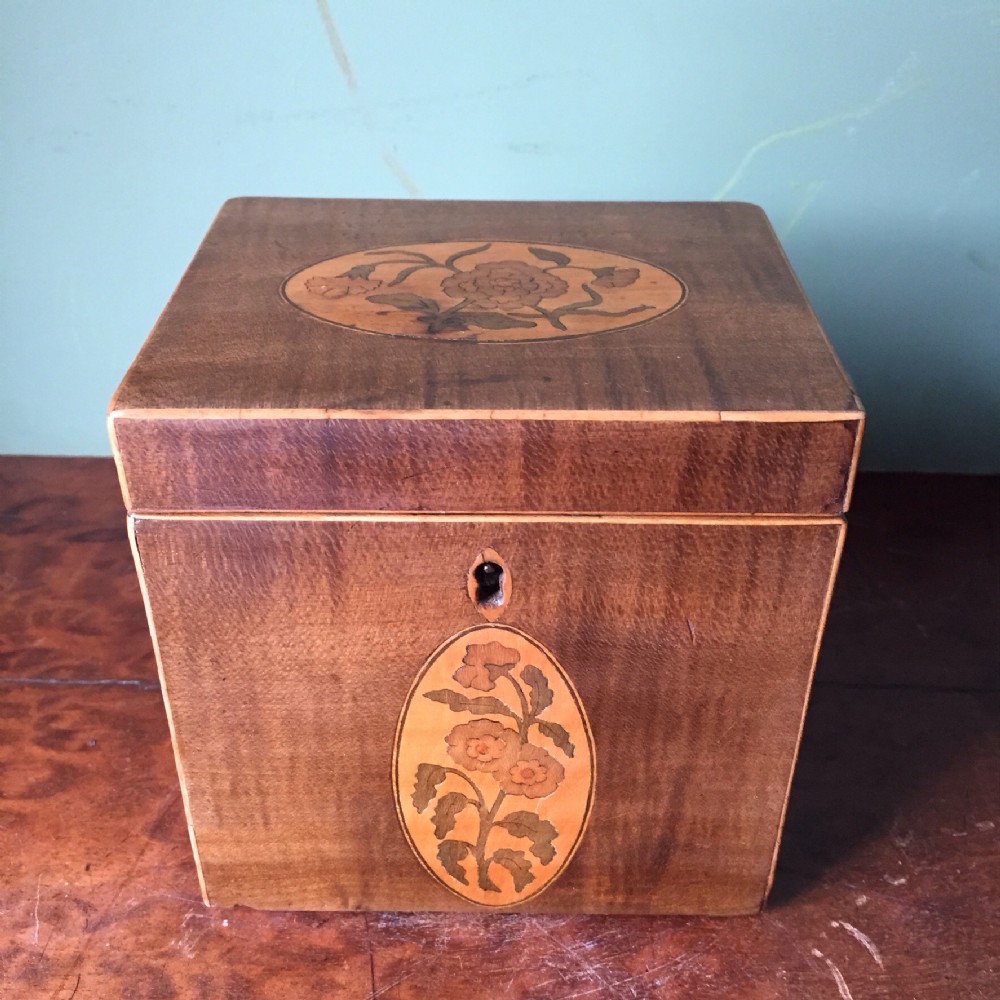 late c18th george iii period mahogany inlaid tea caddy