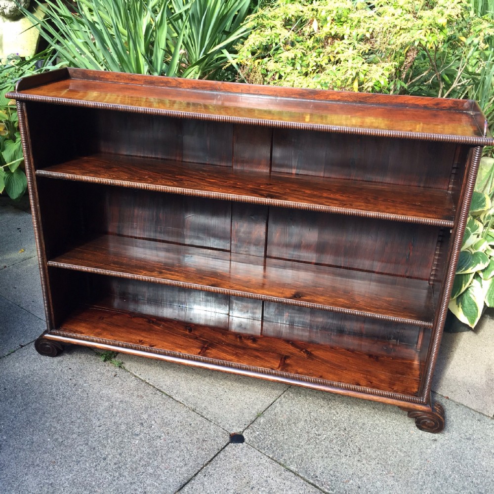 early c19th regency period rosewood open 'dwarf' bookcase