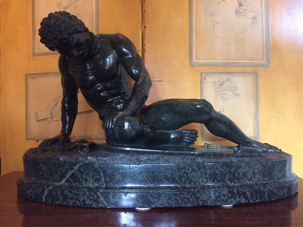 impressive late c19th largescale italian carved serpentine marble 'grand tour' souvenir sculpture after the antique the dying gaul