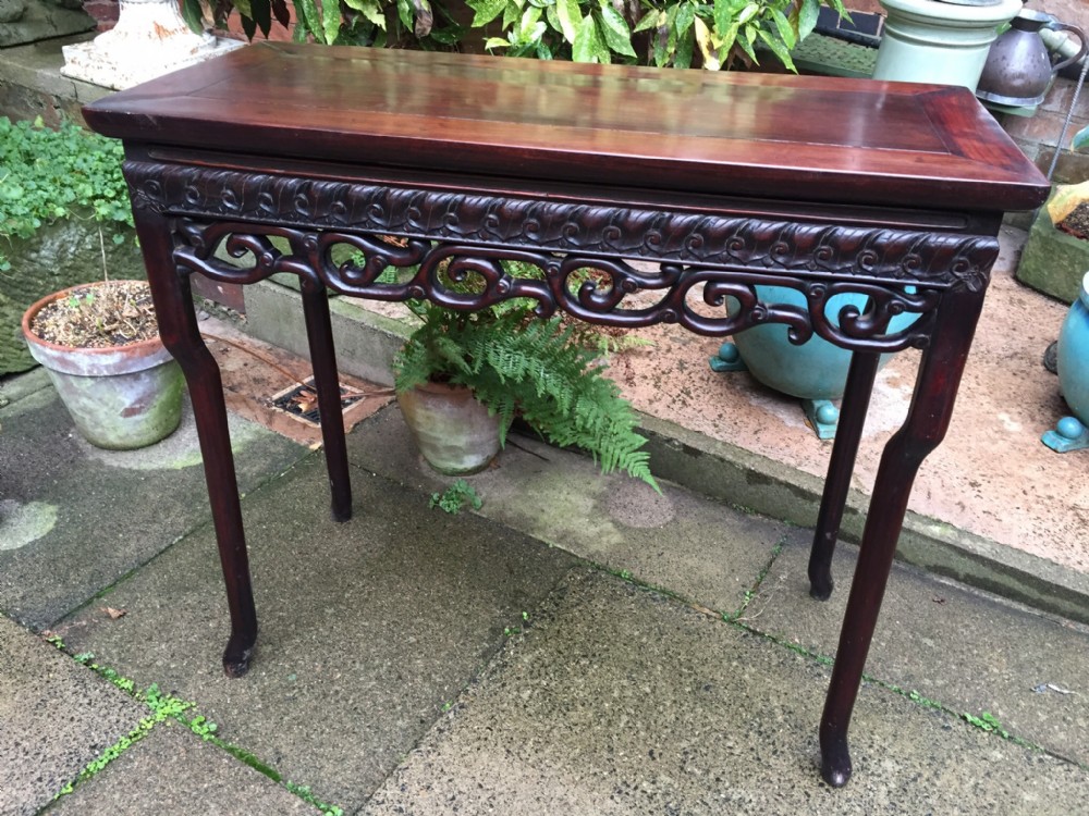 c19th chinese late qing dynasty carved hardwood centreside or console table