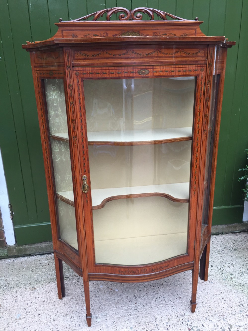 late c19thearly c20th edwardian period decorated satinwood display cabinet or vitrine in the adam revival style