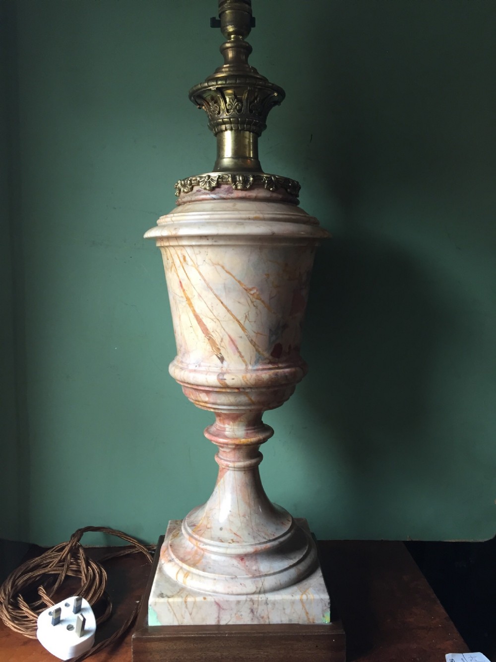 c19th french marble lamp with gilded brass mount