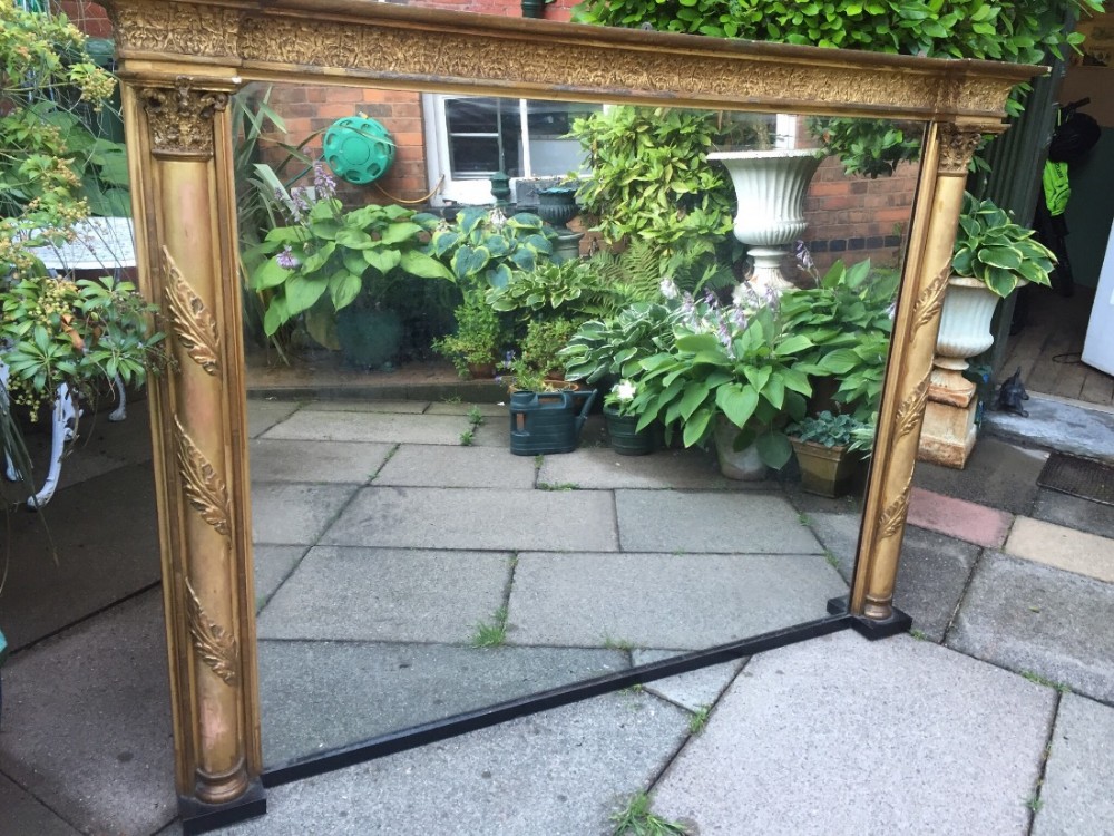 early c19th regency giltwood classical design overmantel mirror of good large scale and proportion