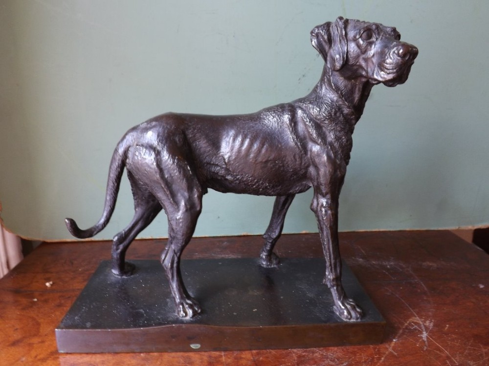 c19th french bronze 'animalier' study of an 'english pointer' in the manner of pierre jules mene