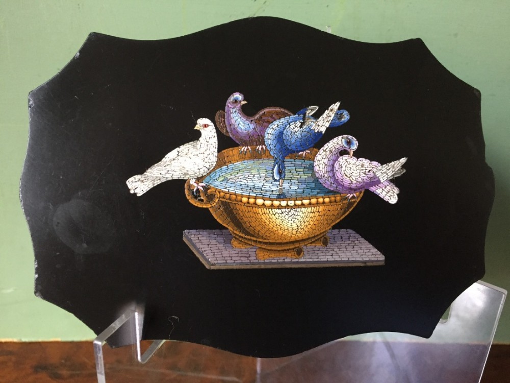 late c19th italian 'grand tour' souvenir marble micromosaic inlaid paperweight the doves of pliny