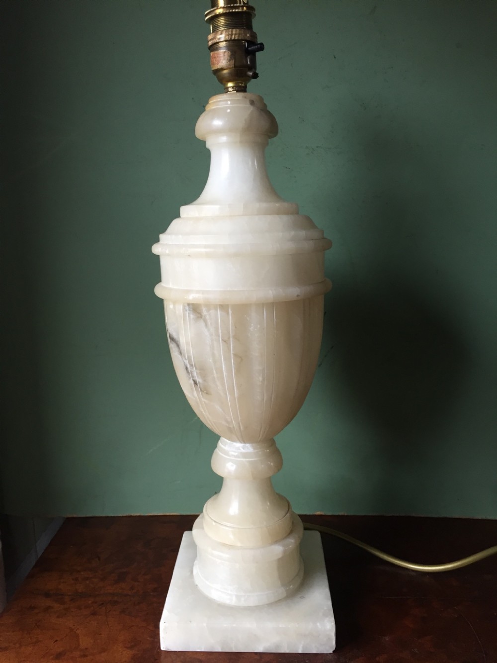 early c20th italian carved alabaster tablelamp of classical urn form
