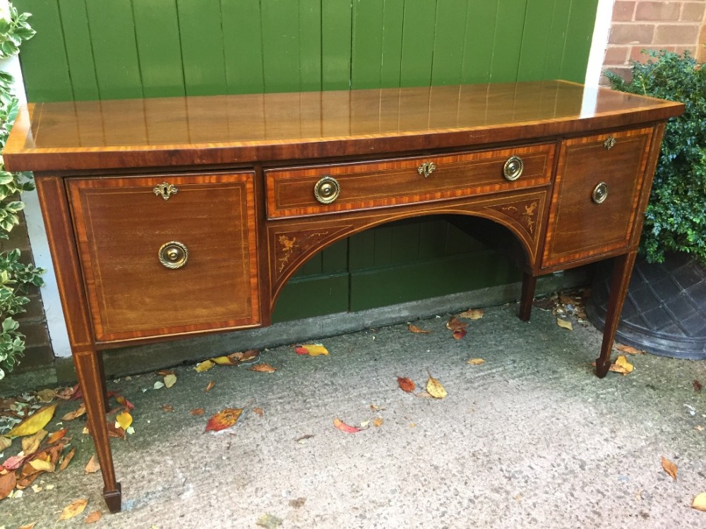 late c19th early c20th edwardian period inlaid mahogany bowfront sideboard of sheratonrevival design