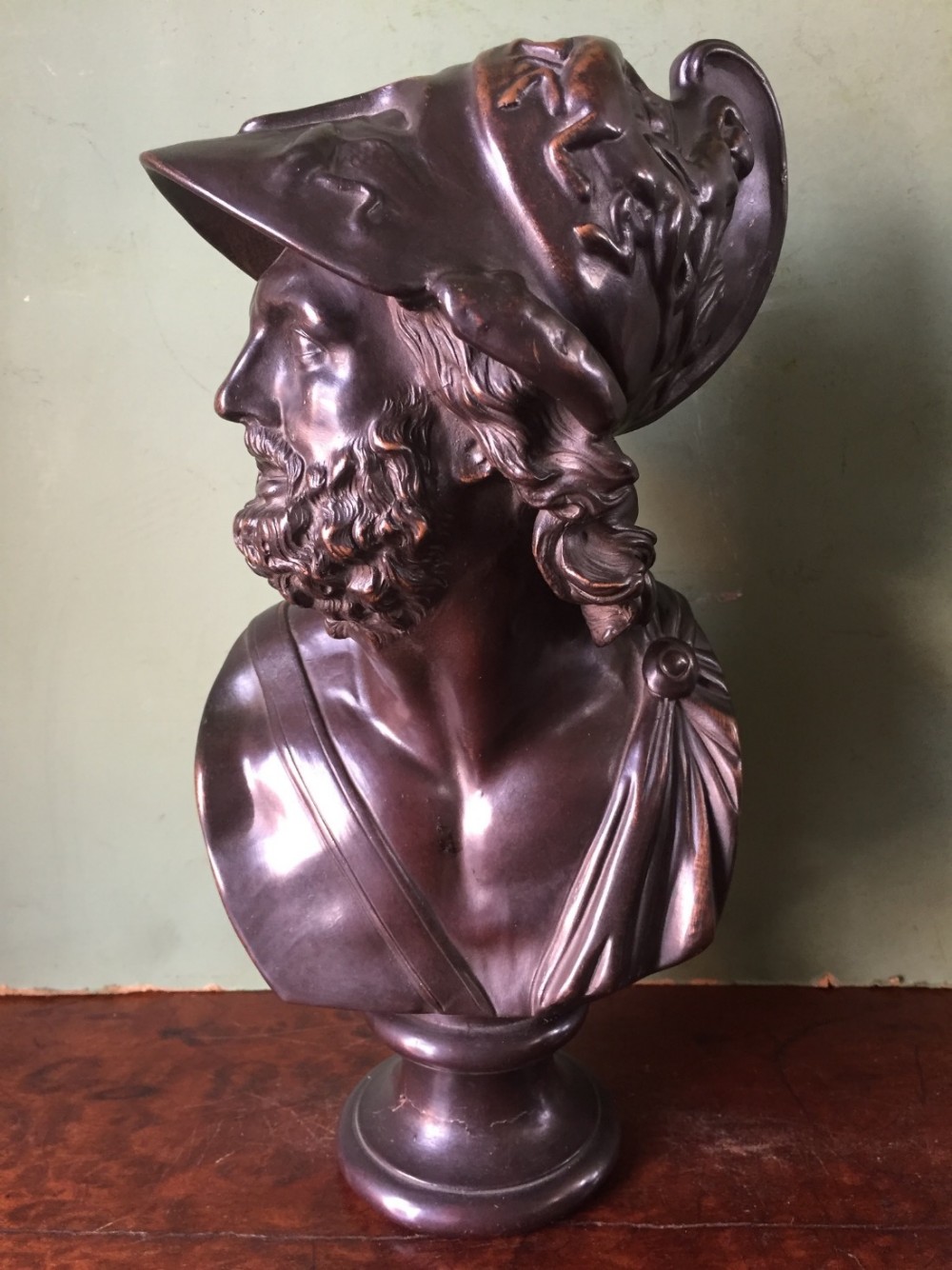 late c19th bronzed desktop bust study of ajax after the antique