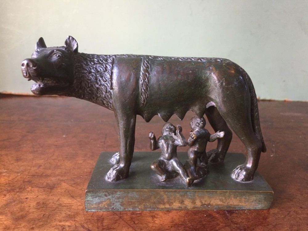 c19th italian bronze 'grand tour' souvenir reduction after the antique the capitoline wolf