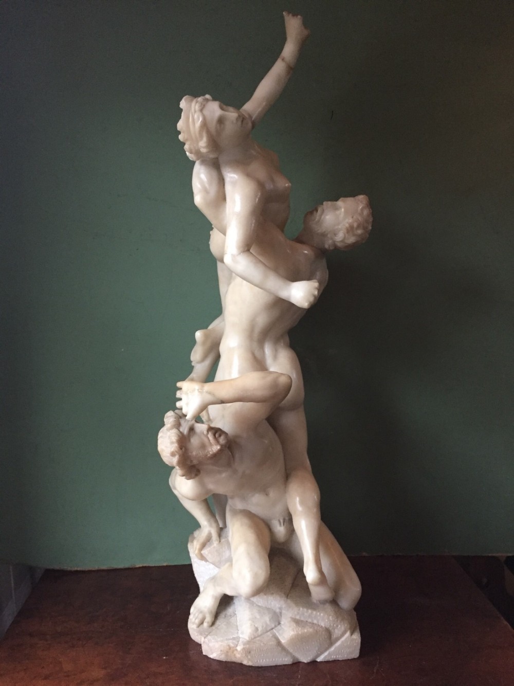 late c19th italian 'grand tour' souvenir carved alabaster sculpture group after giambologna the abduction of the sabine women