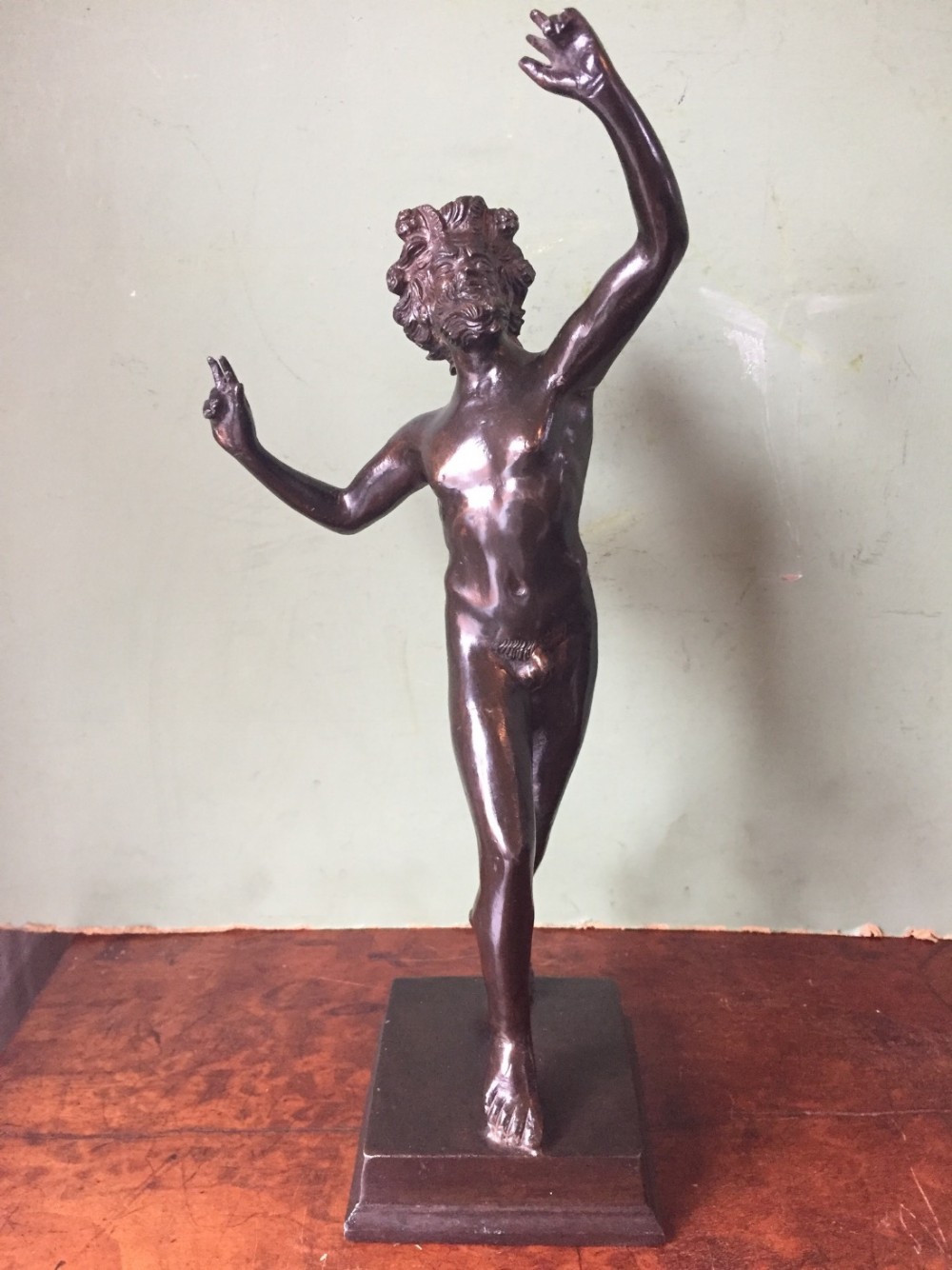 late c19th italian bronze 'grand tour' souvenir sculpture the dancing faun of pompeii after the antique