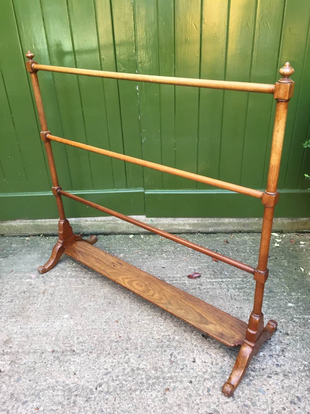 early c19th regency period mahogany 'countryhouse' clothes towel or garment rail of unusually large scale