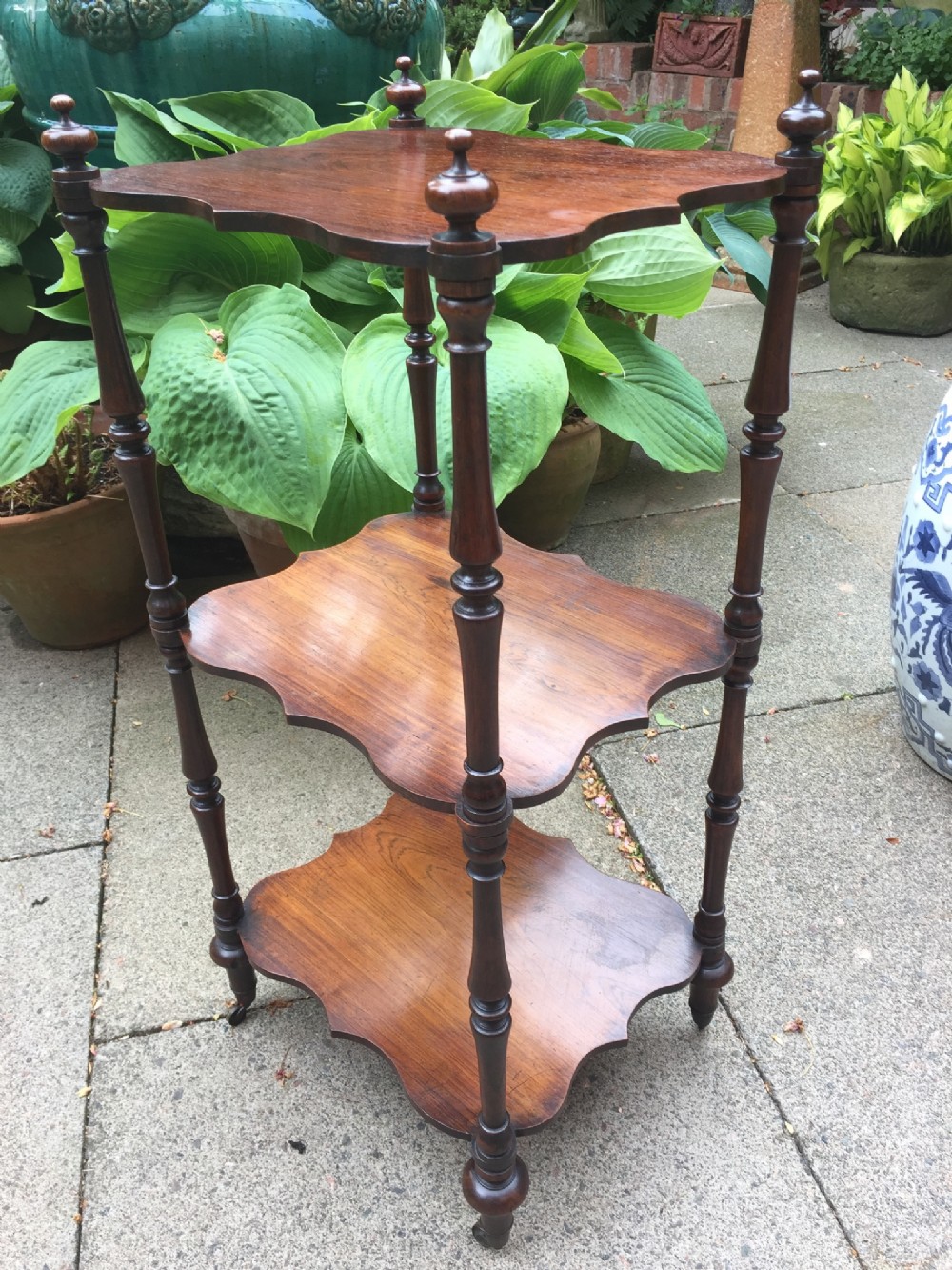 mid c19th rosewood 3tier etagere of neat scale and proportions