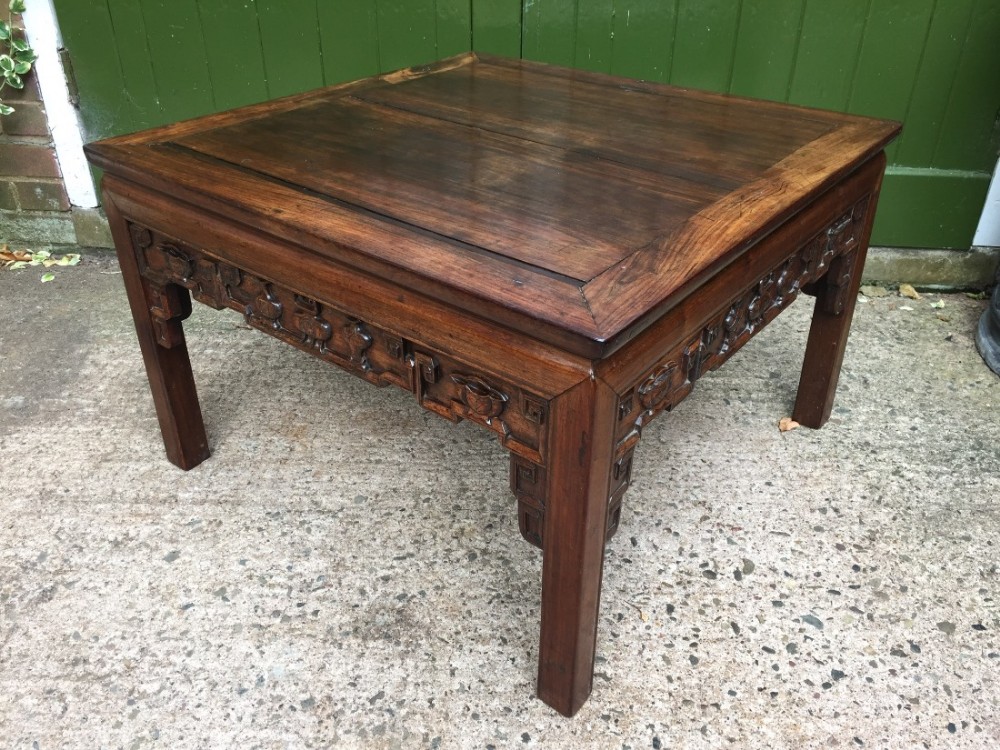 late c19th chinese qing dynasty carved hardwood 'kang' table of practical proportions