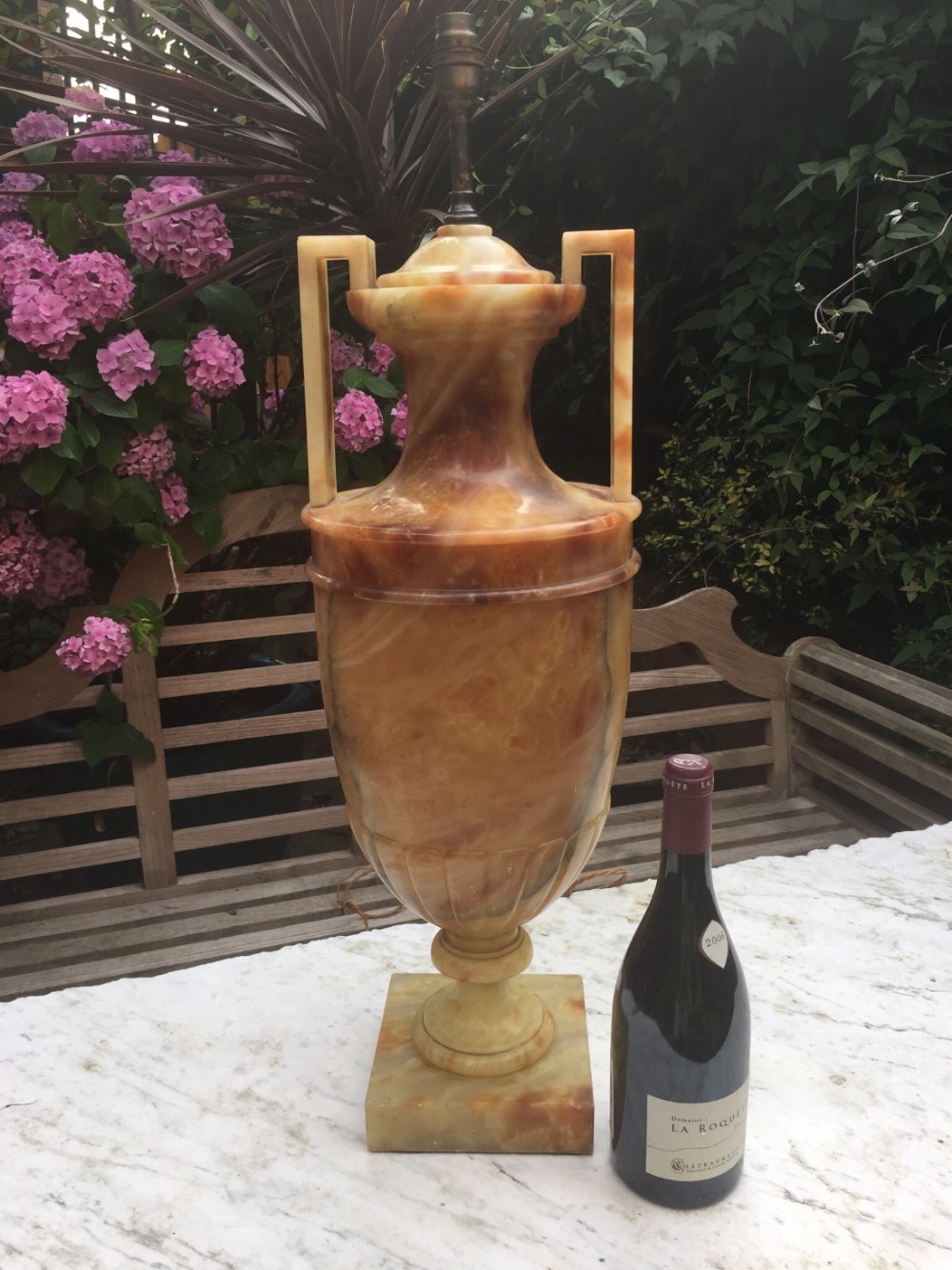 large late c19th italian alabaster lamp of classical form