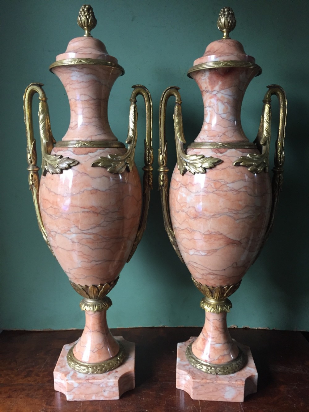 pair of late c19thearly c20th french ormolumounted marble vases of louis xvi design