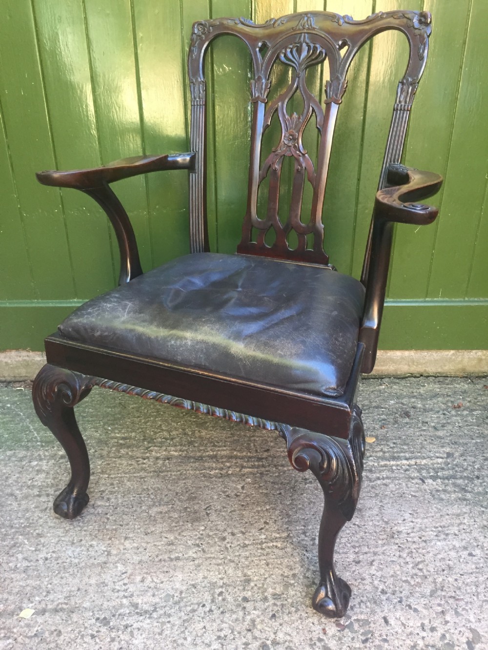 exceptional quality c19th mahogany armchair in the c18th chippendale revival style