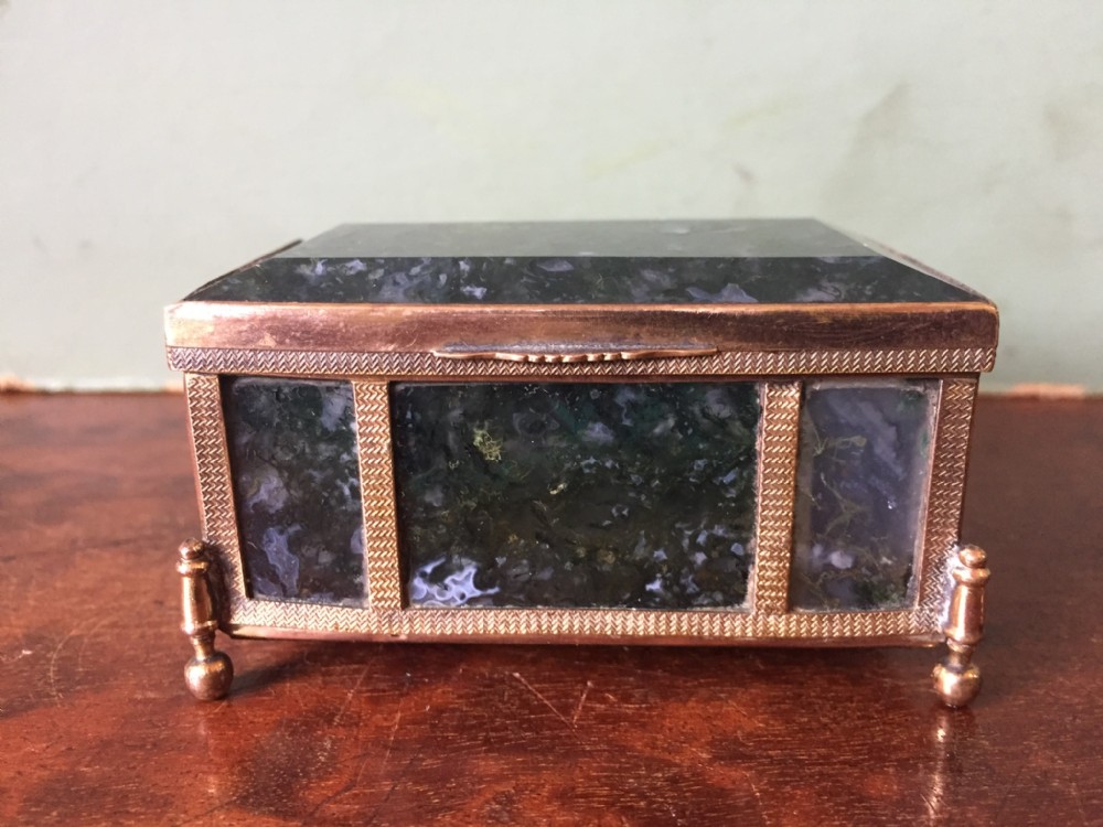 late c19thearly c20th austrohungarian gilt brassframed 'moss' agate panelled casket