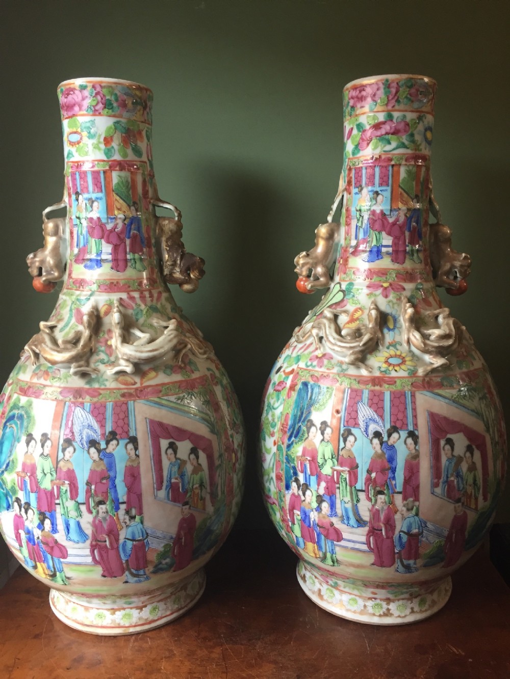 pair of late c19th chinese cantonese porcelain vases