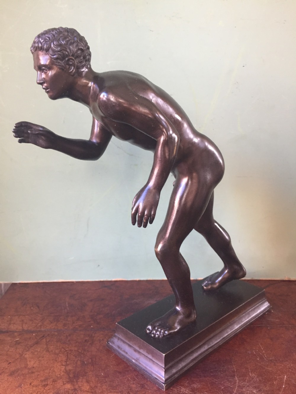 c19th italian 'grand tour' souvenir bronze sculpture after the antique of an athlete