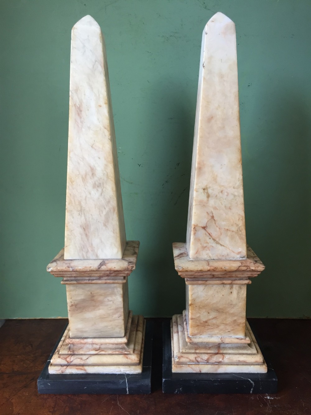 fine pair of rare early c19th regency period english alabaster obelisks