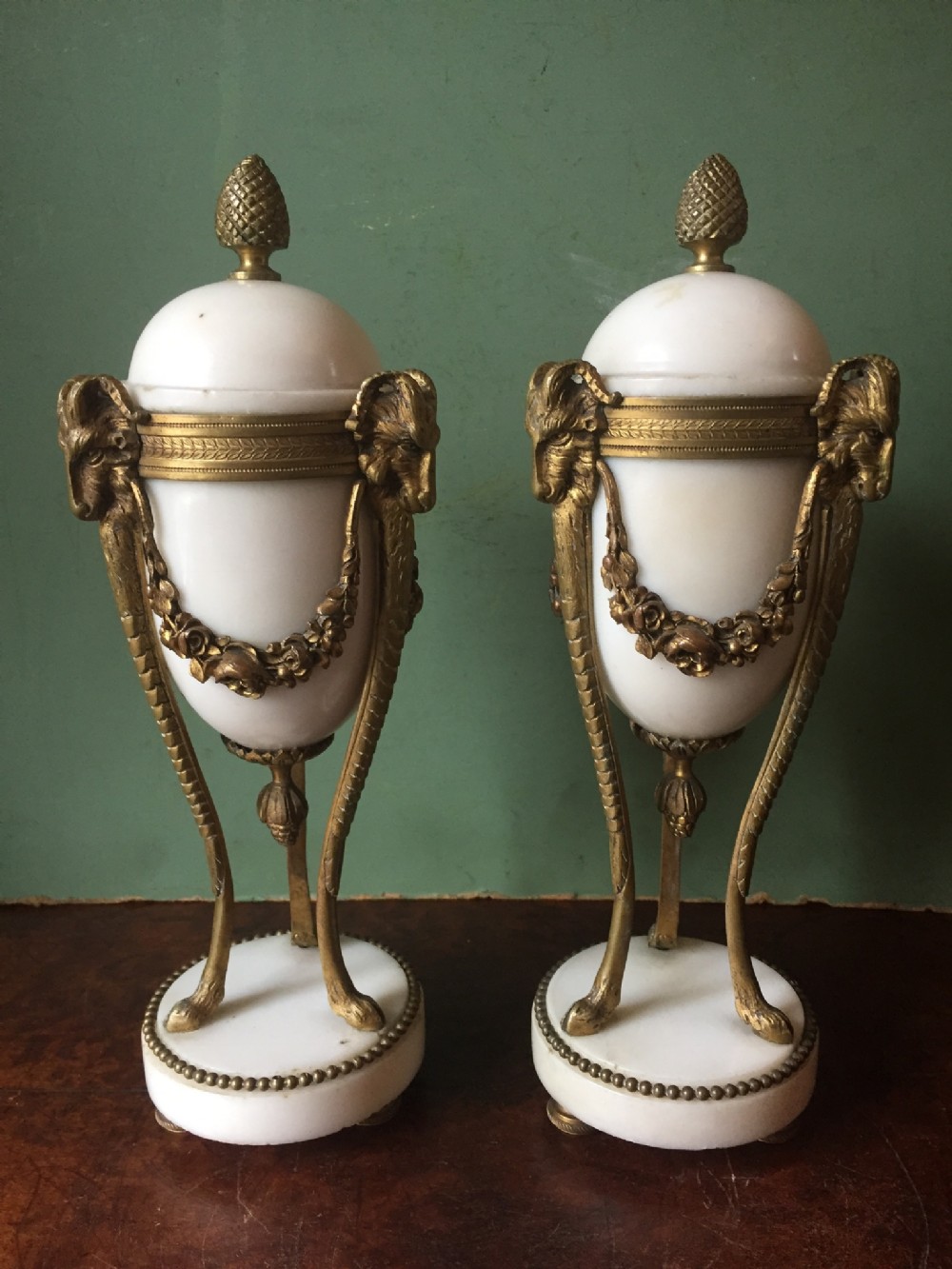 smart pair of late c19th french napoleon iii period marble and ormolu bronze cassolettes of neoclassical design