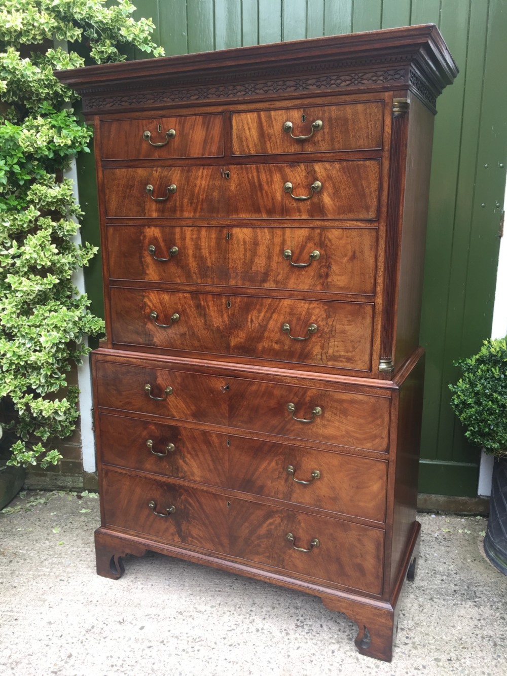 c18th george iii chippendale period mahogany chestonchest or tallboy of excellent quality